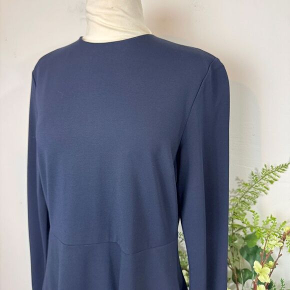 Uniqlo Navy Ponte Flare Long Sleeve Dress | Medium | New NWT - Picture 2 of 12